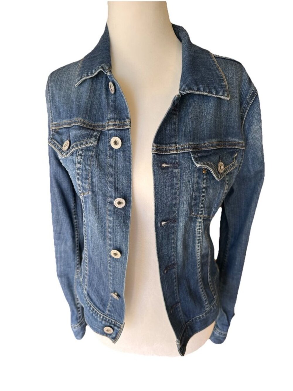 AG Adriano Goldschmied Robyn Denim Jacket Blue Medium Wash Stretch Size S